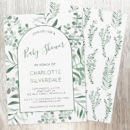 Convites Chá de fraldas de Aquarela Eucalyptus