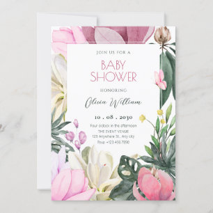 Convites Chá de fraldas de aquarela floral