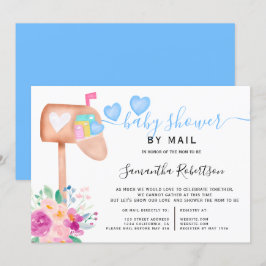 Convites chá de fraldas de aquarela floral da caixa de corr