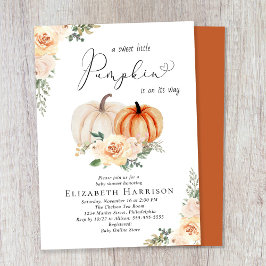 Convites Chá de fraldas de Aquarela Floral Elegante Pumpkin