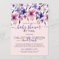 Chá de fraldas de Aquarela Floral Rosa Púrpura por