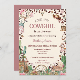 Convites Chá de fraldas de Aquarela Ocidental para Garota C