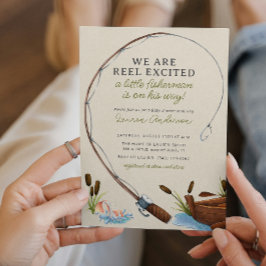 Convites Chá de fraldas de Aquarela para pescadores entusia