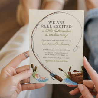 Convites Chá de fraldas de Aquarela para pescadores entusia