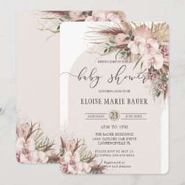 Convites Chá de fraldas de Arco Floral da Orquídea de Boho 