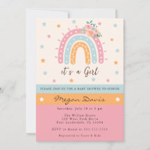 Chá de fraldas de Arco-Íris Floral Rosa É Uma Rapa