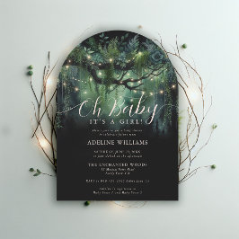 Convites Chá de fraldas de Arco Mágico da Floresta Encantad