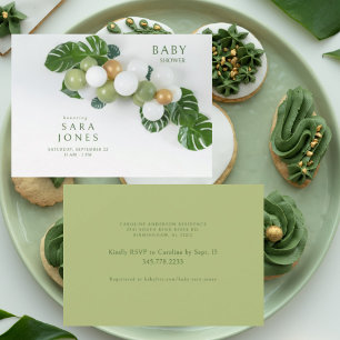 Convites Chá de fraldas de arco neutro verde do balão