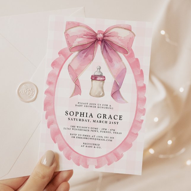 Convites Chá de fraldas de Arco rosa (Criador carregado)