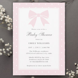 Convites Chá de fraldas de Arco Rosa Clássico do Bolinhas