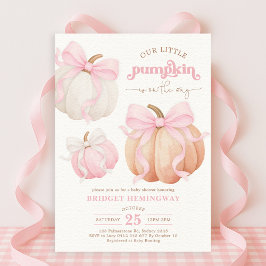 Convites Chá de fraldas de Arco Rosa Pumpkin Pastel