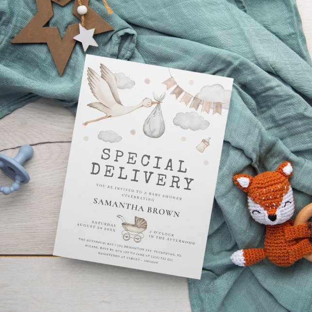 Convites Chá de fraldas de Armazenamento de Entrega Especia (Criador carregado)