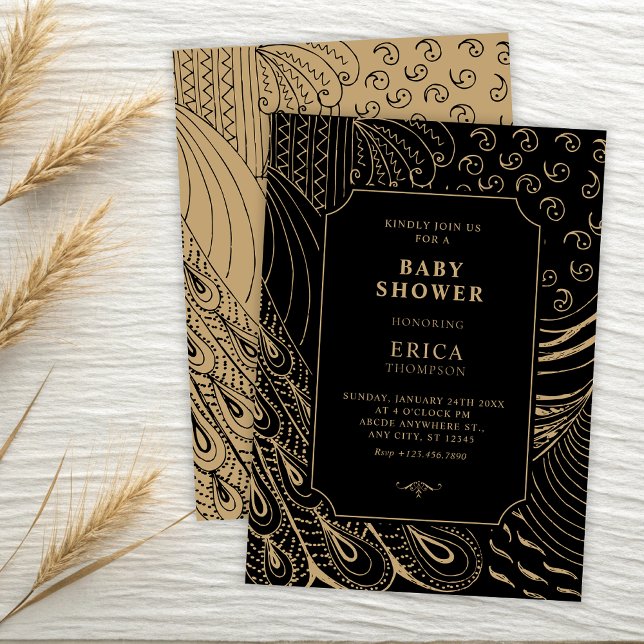 Convites Chá de fraldas de arte de enfeite (Criador carregado)