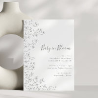 Chá de fraldas de Arte Floral Negra Minimalista Bo