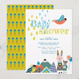 Convites Chá de fraldas de Arte Foliar de inverno convida E