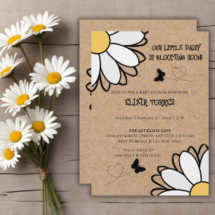 Convites Chá de fraldas de Artesanato Minimalista da Daisy