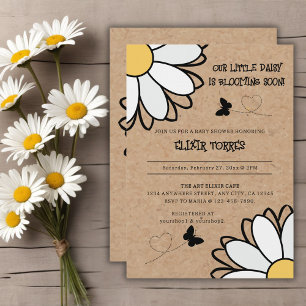 Convites Chá de fraldas de Artesanato Minimalista da Daisy