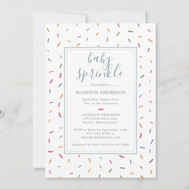 Convites Chá de fraldas de aspersão colorida para bebês (Frente)