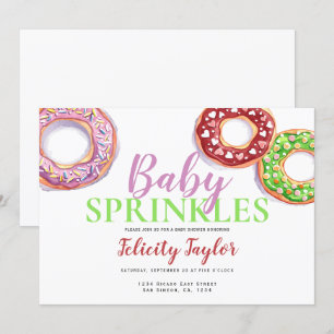 Convites Chá de fraldas de aspersão de Rosquinha rosado
