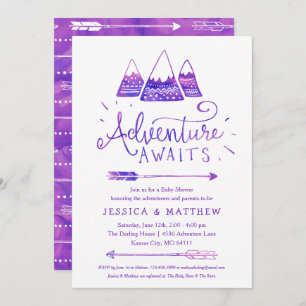 Convites Chá de fraldas de "Aventura Aguarda" da Garota Boh