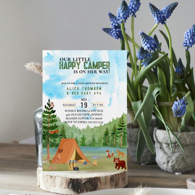 Convites chá de fraldas de aventura da floresta de campismo (camper camping mountains adventure bear Campfire  Hiking Nature Travel Outdoor  Wanderlust  Explore)