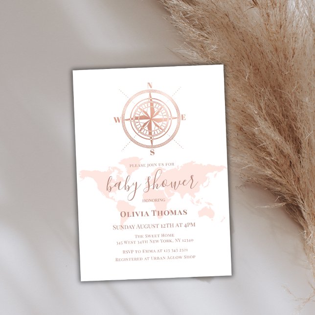 Convites Chá de fraldas de Aventura do Viagem do Mapa do Mu (Neutral World Map Travel Adventure Baby Shower Invitation)