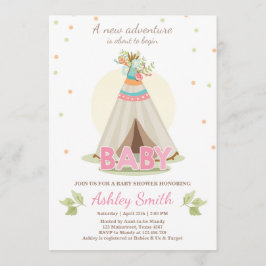 Convites Chá de fraldas de aventura - Garota Teepee Boho