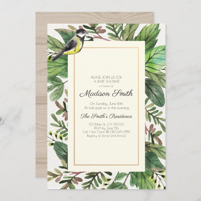 Convites Chá de fraldas de aves de capoeira de granulação v (Frente/Verso)