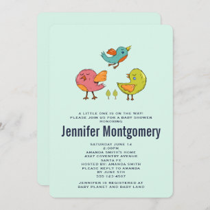 Convites Chá de fraldas De Aves Marinhas Coloridas