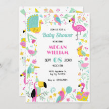 Chá de fraldas de aves tropicais coloridas