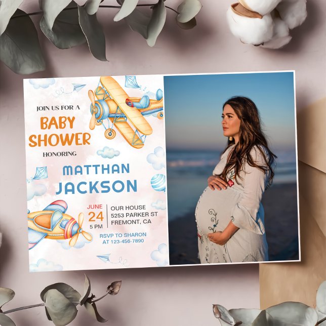 Convites Chá de fraldas de Avião Amarelo Retroativo em Cuja (Criador carregado)