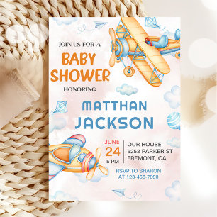 Convites Chá de fraldas de Avião Amarelo Retroativo em Cuja