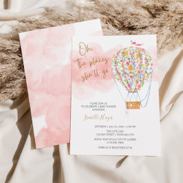 Convites Chá de fraldas de balão de ar quente