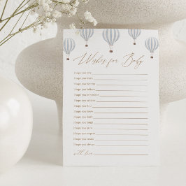 Convites Chá de fraldas de Balão de Ar Quente Azul Deseja B