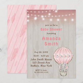 Convites Chá de fraldas de Balão de Ar Quente de Elefante C