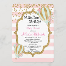 chá de fraldas de balão de ar quente ouro rosa