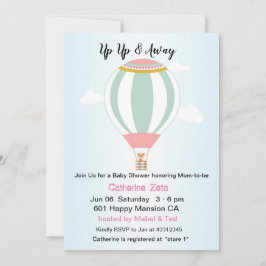 Convites Chá de fraldas de balão de ar quente personalizado