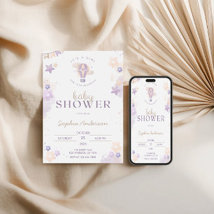 Convites Chá de fraldas de Balão de Ar Quente Puro e Quente