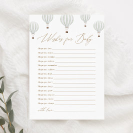 Convites Chá de fraldas de balão de ar quente verde deseja 