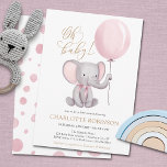 Convites Chá de fraldas de Balão de Elefante Bonito<br><div class="desc">Você está procurando por lindas ideias de tema de chá de fraldas para uma mamãe a ser de uma menina? Confira este convite para Chá de fraldas de uma garota elefante rosa-branca. Apresenta um elefante de aquarela fofo com um balão cor-de-rosa. No verso, você encontra um padrão pontilhado de aquarela...</div>