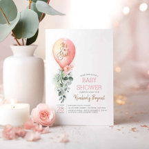 Chá de fraldas de Balão Verde Floral Rosa