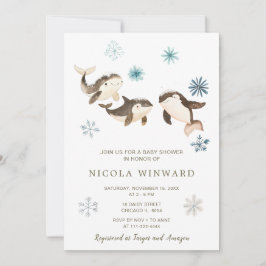 Convites Chá de fraldas de Baleia Árctico de inverno Cujo