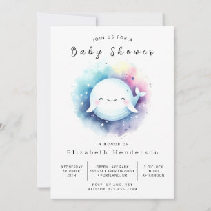 Convites Chá de fraldas de Baleia Personalizada Boho