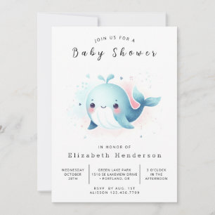 Convites Chá de fraldas de Baleia Personalizada Boho