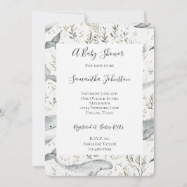 Convites Chá de fraldas de Baleias Cinzas Oceânicas