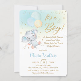 Convites Chá de fraldas de Balões de Elefante Cute Whimsic