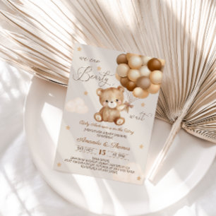 Convites Chá de fraldas de Balões Neutros do Urso de Teddy