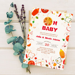 Convites Chá de fraldas de Barbeque de Pizza e Pacificadore