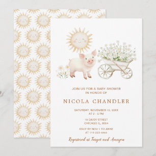 Convites Chá de fraldas De Barras De Roda De Suíno Cujo