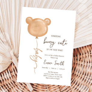 Convites Chá de fraldas de Bear Balão Beary Cute Boho
